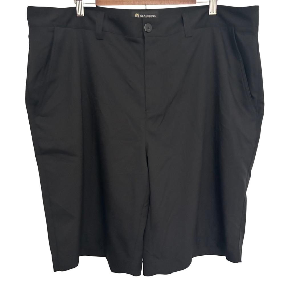 St. Andrews of Scotland Mens Black‎ Golf Shorts Size 42 Performance Flat Front